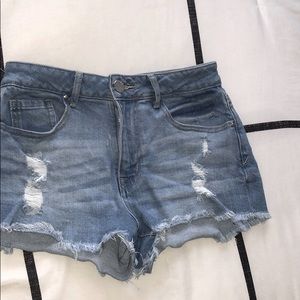 forever 21 mid-rise light wash shorts